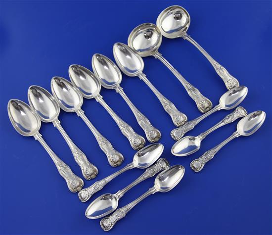 6 dessert, 6 teaspoons and pair sauce ladles